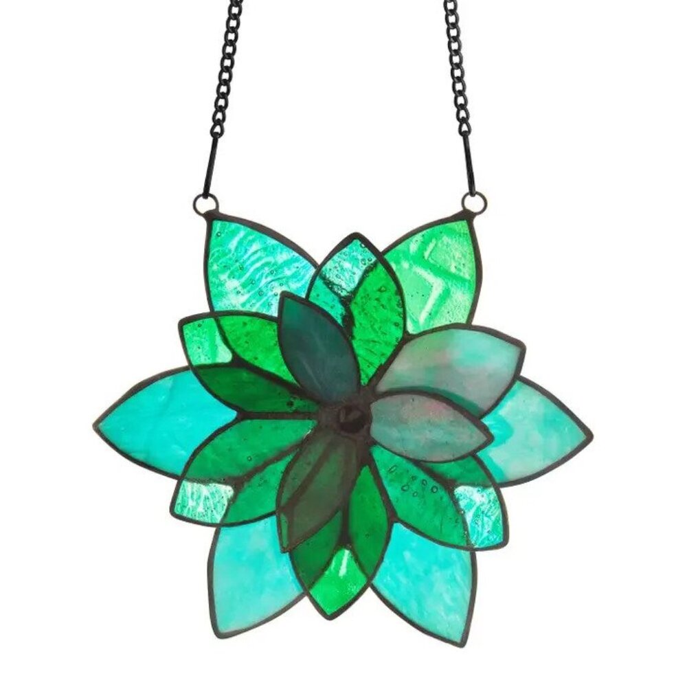 Green Lotus Flower Stained Glass